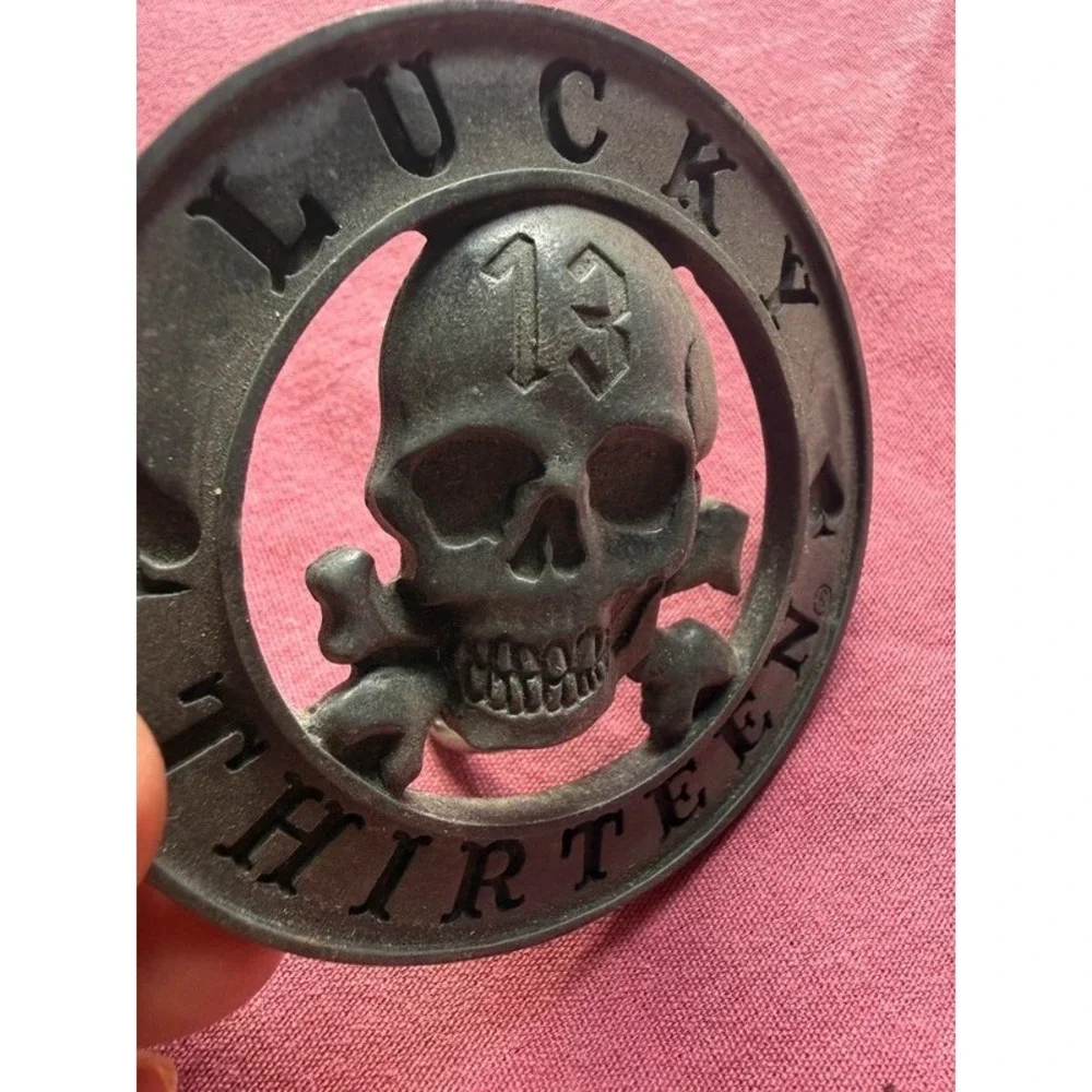 Lucky 13 Apparel Skull Crossbones Metal Belt Buckle